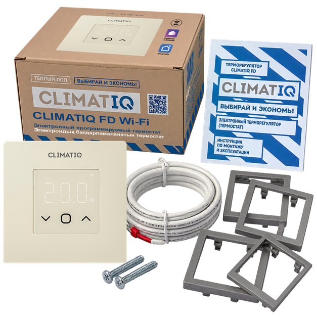 Электронный программируемый терморегулятор CLIMATIQ FD WI-FI слоновая кость